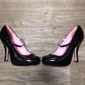 Patent black mary jane Lolita heels